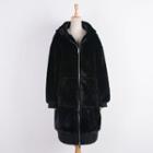 Fluffy Hooded Zip Jacket Black - One Size