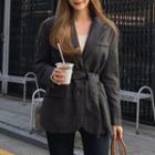 Single-breasted Blazer With Sash Black - One Size