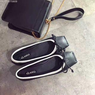 Square Toe Bow Accent Flats