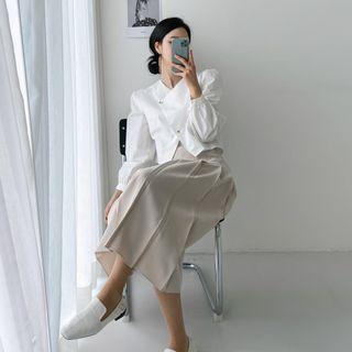 Pintuck-trim Pleated Skirt