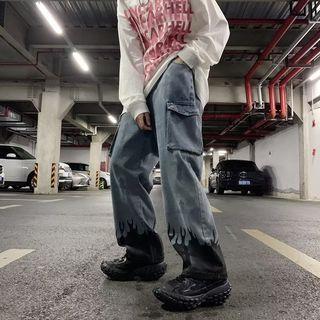 Print Loose Fit Cargo Jeans
