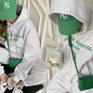 Set: Kangaroo Letter Hoodie + Jogger Pants Melange White - One Size