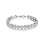 Fashion Bright Heart Bracelet With White Cubic Zirconia 17cm Silver - One Size