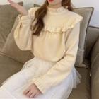 Mock-neck Ruffle Trim Sweatshirt