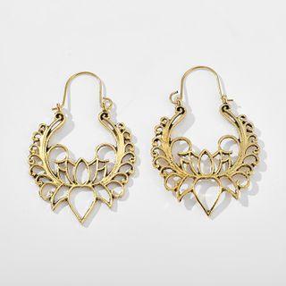 Retro Alloy Flower Dangle Earring 1 Pair - 8845 - Gold - One Size