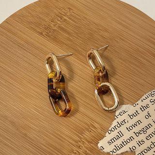 Hoop Drop Earring 1 Pair - 925 Silver Stud Earrings - Gold - One Size