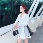 Long-sleeve Paneled Buttoned A-line Dress
