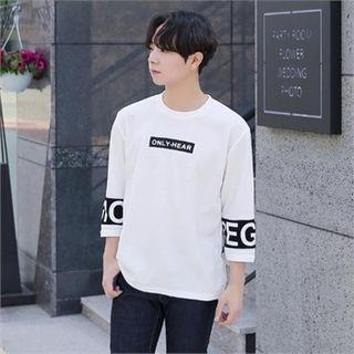 Letter Print 3/4-sleeve T-shirt