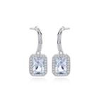 Fashion Simple Geometric Square Cubic Zirconia Earrings Silver - One Size
