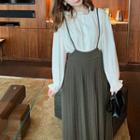 Blouse / Pleated Suspender Skirt / Set