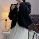 Mock Two-piece Midi A-line Dress / Tweed Cropped Jacket