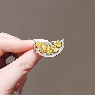 Lemon Rhinestone Alloy Brooch Lemon Yellow - One Size