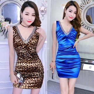 Sleeveless V-neck Mini Bodycon Dress