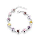 Sweet Heart Bracelet With Colorful Cubic Zircon Silver - One Size