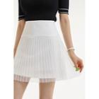 Pleated Tulle-overlay Miniskirt With Inset Shorts