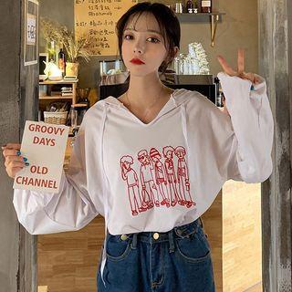 Long-sleeve Cartoon Printed Hooded T-shirt