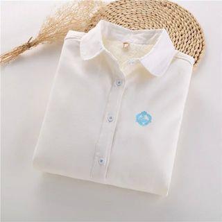 Long-sleeve Embroidery Fleece-lined Shirt