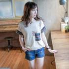 Short-sleeve Striped Panel Top