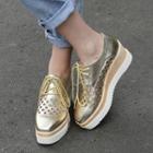 Faux Leather Perforated Platform Derbys