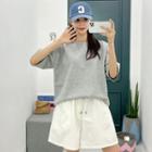 Plus Size Drop-shoulder Color T-shirt