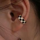 Checker Glaze Alloy Cuff Earring 1 Pc - Black & White - One Size