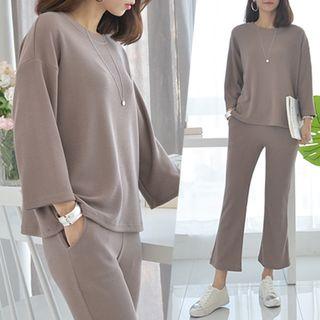 Set: Lounge-wear Pullover + Band-waist Pants