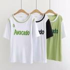 Avocado Embroidered Paneled Short-sleeve T-shirt