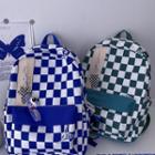 Checkered Lettering Backpack / Bag Charm / Set