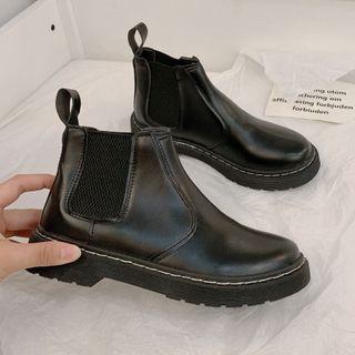 Faux Leather Short Chelsea Boots