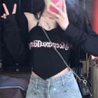 Halter Neck Lettering Camisole Top / Cardigan