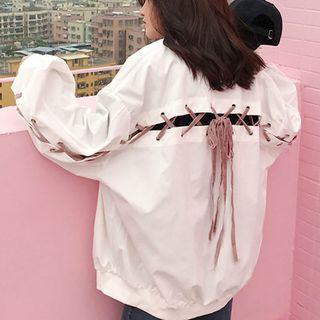 Lacing Detail Bomber Jacket