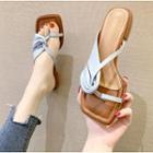 Square-toe Shirred Bow Slide Sandals