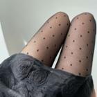 Dotted Jacquard Tights Black - One Size
