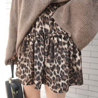 Frill-trim Leopard Miniskirt