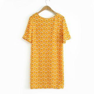 Short-sleeve Floral Shift Dress