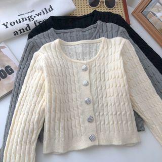 Round-neck Twist Long-sleeve Knit Jacket