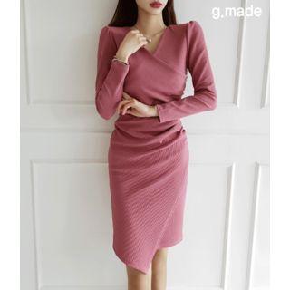 Shirred Slim-fit Wrap Dress