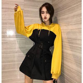 Colorblock Hooded Mini Dress