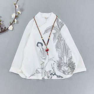 Long-sleeve Print Cheongsam Top