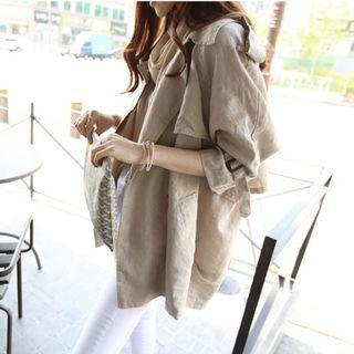 Plain Double-breasted 3/4-sleeve Jacket