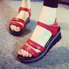 Faux-leather Velcro Platform Sandals