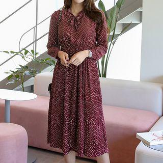 Tie-front Dotted Dress