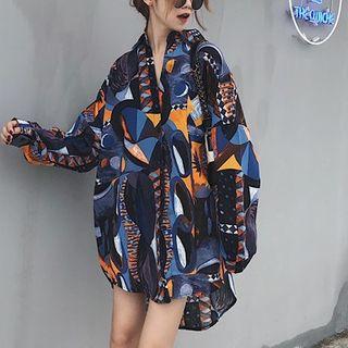 Printed Long Shirt As Shown In Figure - One Size