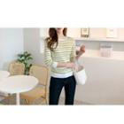 Set Of 2: 3/4-sleeve Striped Knit Top