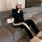 Mock-neck Zip Jacket / Color-block Split Pants
