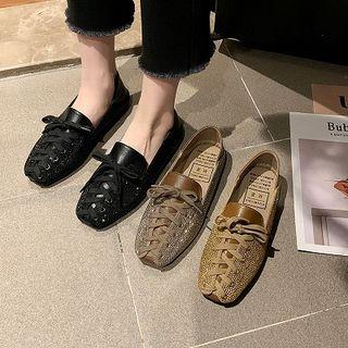 Rhinestone Lace-up Loafers