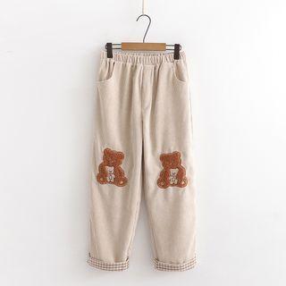 Bear Corduroy Straight-leg Pants
