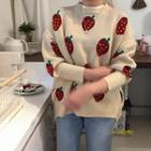 Strawberry Patterned Sweater Almond - One Size