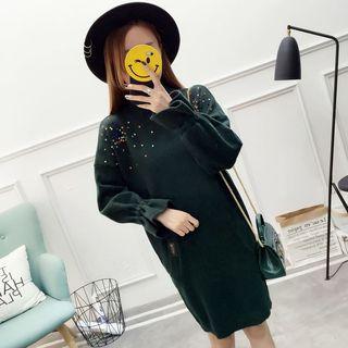 Long-sleeve Sequined Turtleneck Sweater Dress