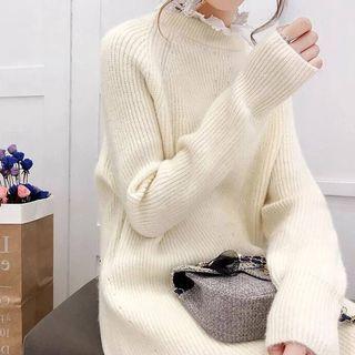 Lace-hem Sweater Dress